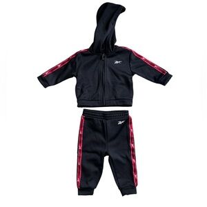 Reebok Baby 3-6M Black Track Suit Jogger Outfit 2 piece Set
